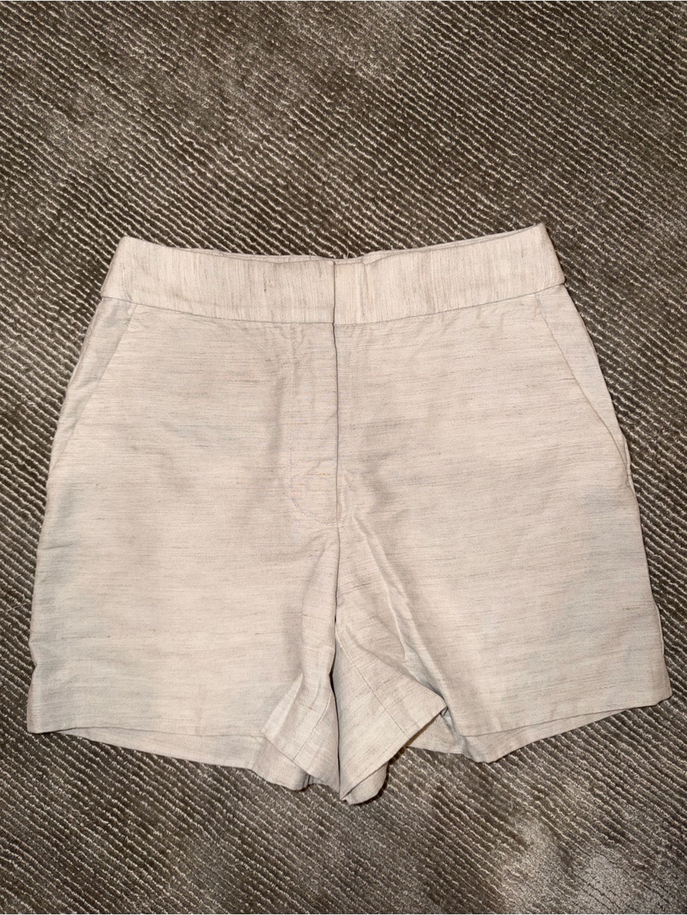 Aritzia Cream Tailored High-Rise Shorts